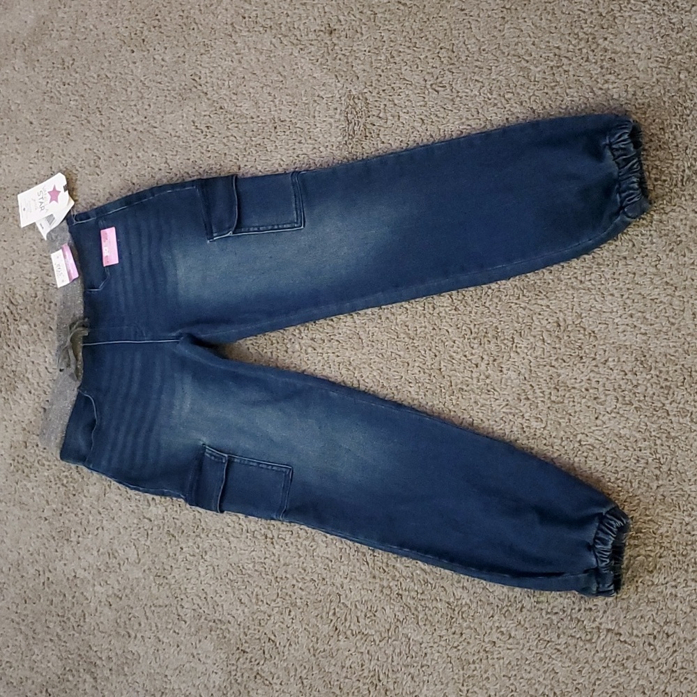 GIRLS sz 12 VANILLA STAR Jeans mid rise joggers elastic waistband stretch cargo